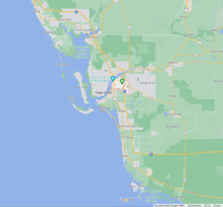 Southwest Florida service area map